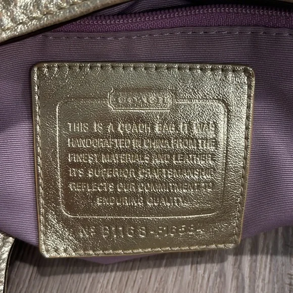 Coach Ivory Straw Embossed Embroidery Butterfly Gold Leather Trim Shoulder Bag - Picture 14 of 17